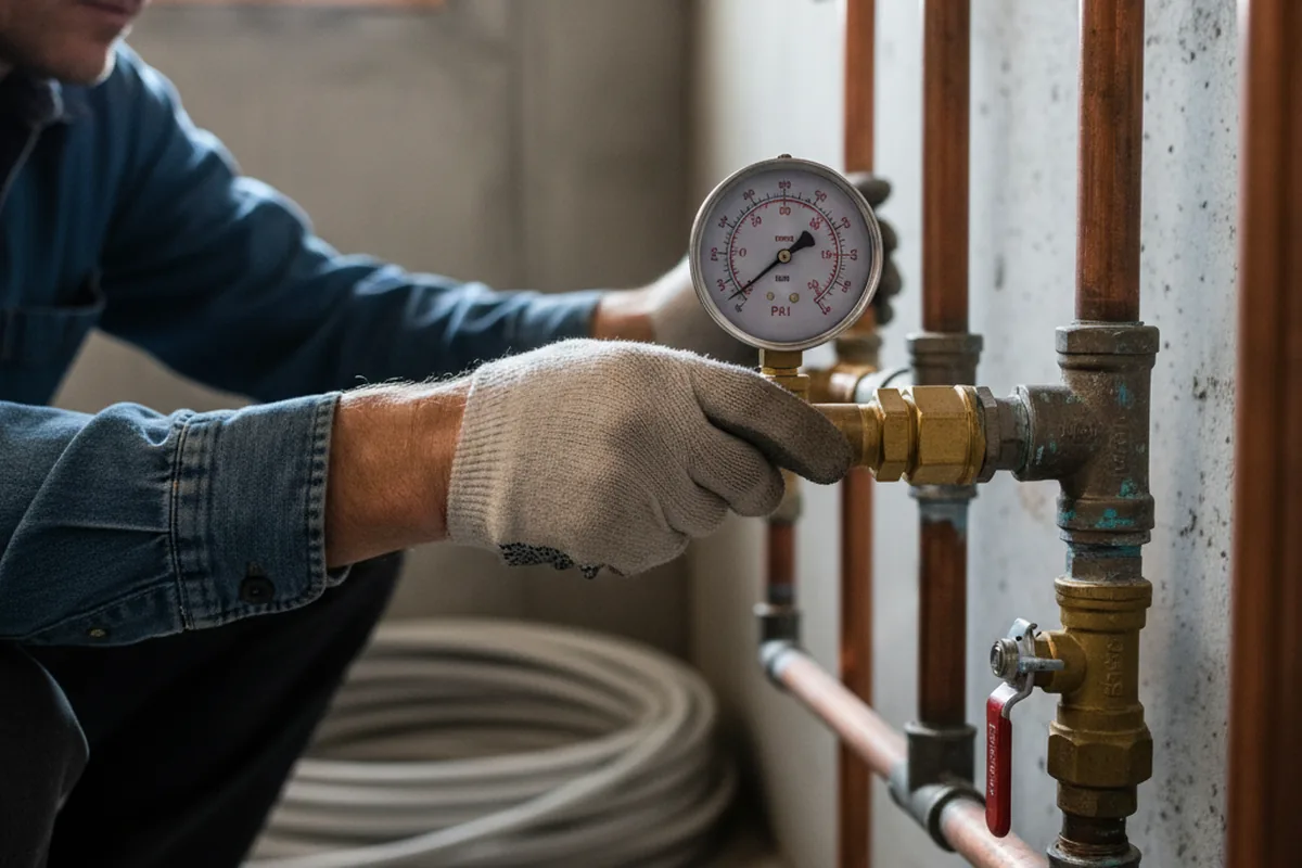 Pressure testing a repaired line during Water Line Repair in Gonzales